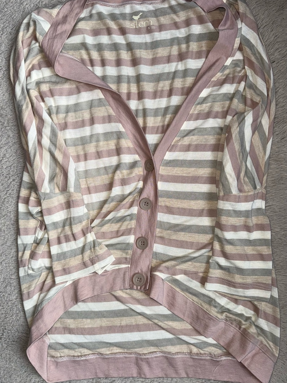 stem striped modal button front cardigan size s
